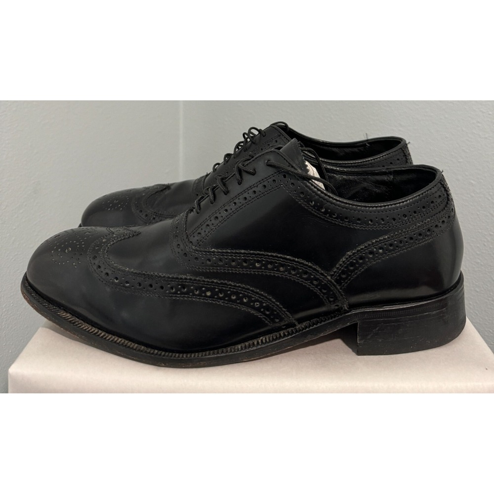 Florsheim 17066 Black Leather Lace Up Wingtip Brogue Shoes mens 9.5 D - Picture 1 of 9